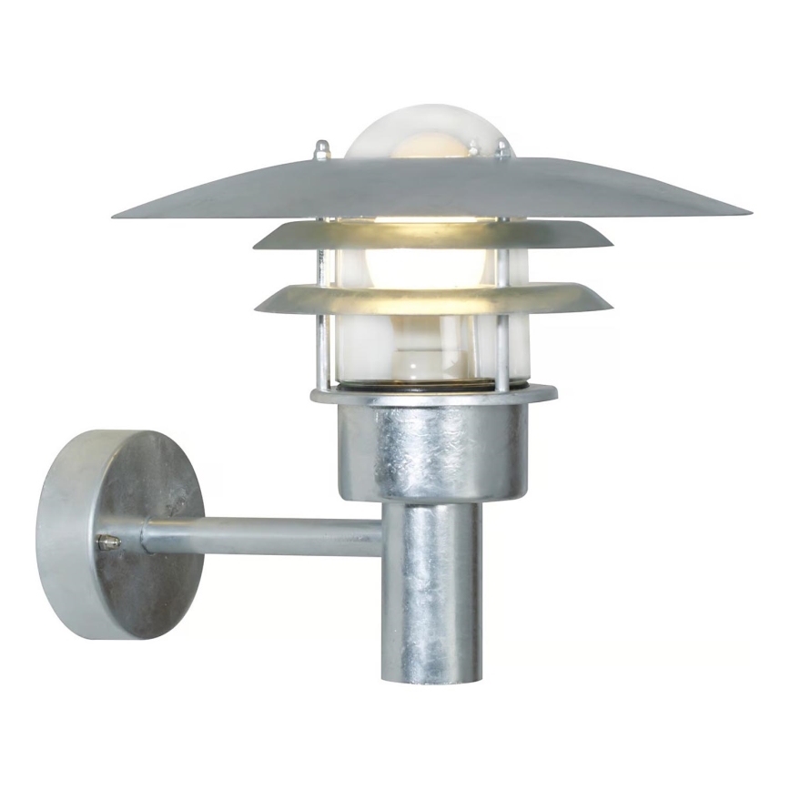 Nordlux - Aplique de exterior LONSTRUP 1xE27/60W/230V IP44 plata