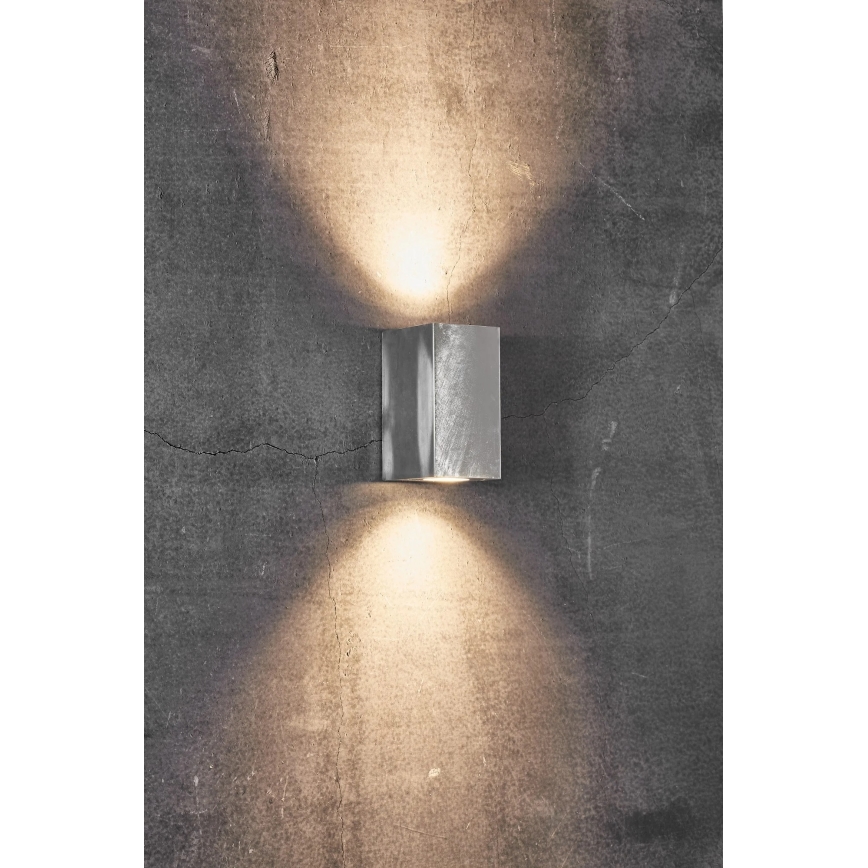 Nordlux - Aplique de pared exterior CANTO 2xGU10/28W/230V IP44 acabado plateado