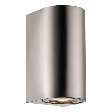 Nordlux - Aplique de pared exterior CANTO 2xGU10/28W/230V IP44 acero inoxidable