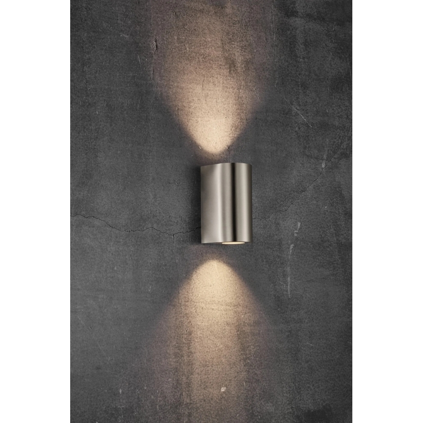 Nordlux - Aplique de pared exterior CANTO 2xGU10/28W/230V IP44 acero inoxidable