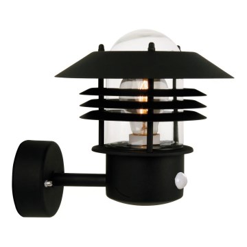 Nordlux - Aplique de pared exterior con sensor VEJERS 1xE27/60W/230V IP54 negro
