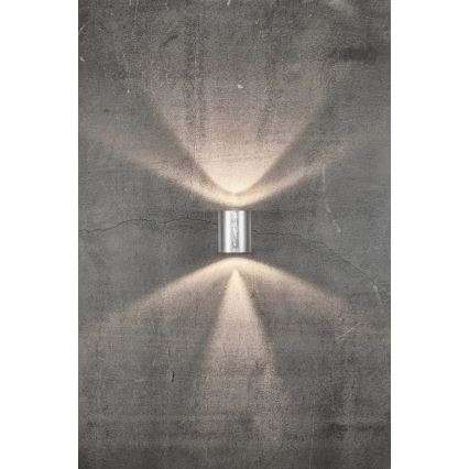 Nordlux - Aplique de pared exterior LED CANTO 2xLED/6W/230V IP44 plateado