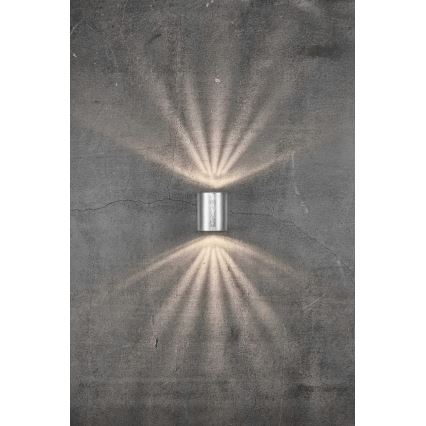 Nordlux - Aplique de pared exterior LED CANTO 2xLED/6W/230V IP44 plateado