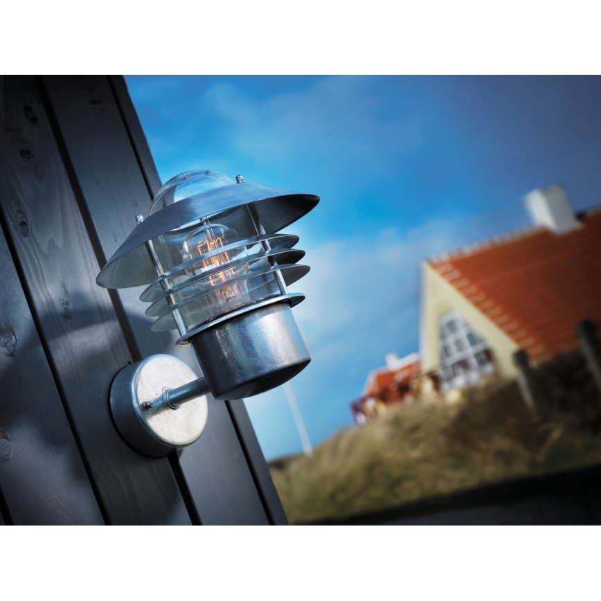 Nordlux - Aplique de pared exterior VEJERS 1xE27/60W/230V IP54 plateado