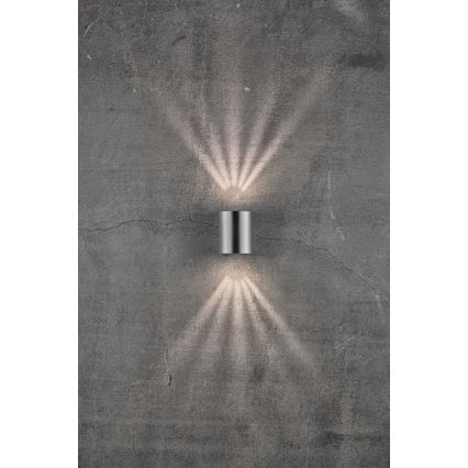Nordlux - Aplique de pared LED para exterior CANTO 2xLED/6W/230V IP44 acero inoxidable