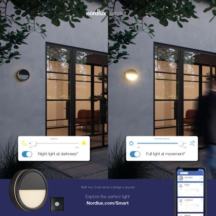 Nordlux - Aplique LED de exterior regulable AVA SMART LED/9,5W/230V 2700K IP54 negro