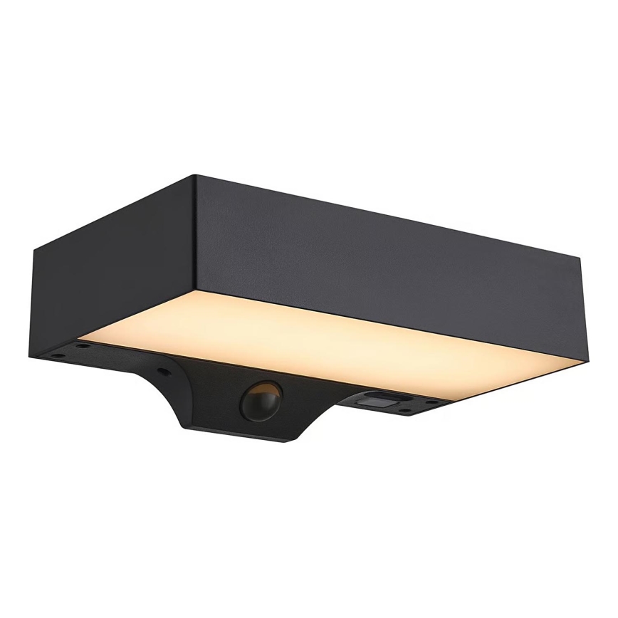 Nordlux - Aplique LED solar con sensor MONAY LED/5W/5V 3000K IP44 2000 mAh negro