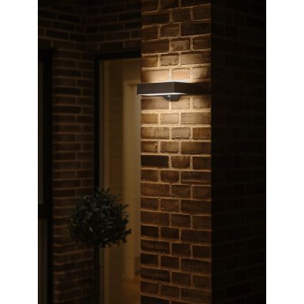 Nordlux - Aplique LED solar con sensor MONAY LED/5W/5V 3000K IP44 2000 mAh negro