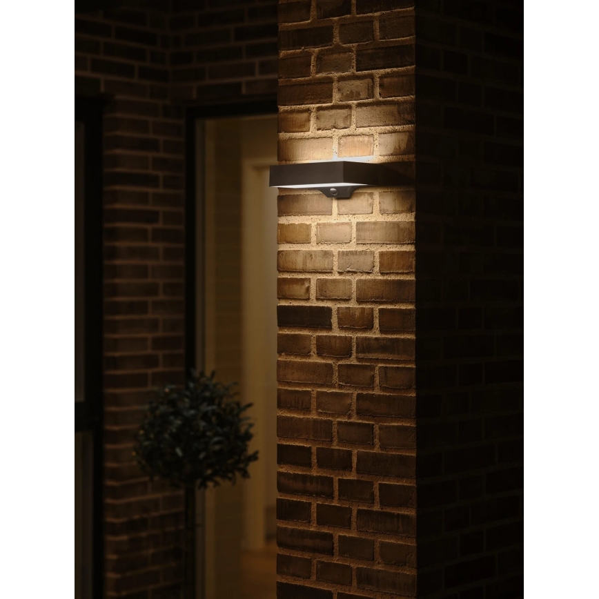 Nordlux - Aplique LED solar con sensor MONAY LED/5W/5V 3000K IP44 2000 mAh negro