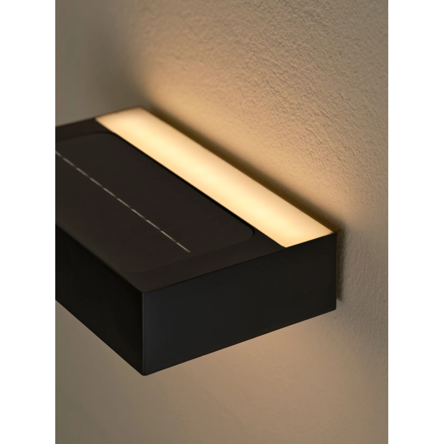 Nordlux - Aplique LED solar con sensor MONAY LED/5W/5V 3000K IP44 2000 mAh negro