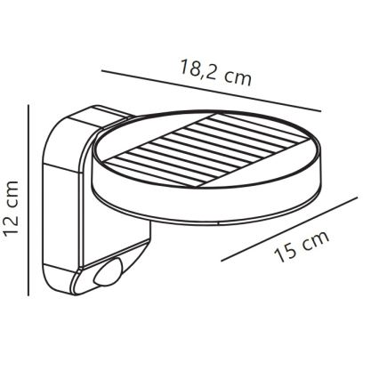 Nordlux - Aplique solar LED de pared con sensor RICA LED/5W/3,7V IP44 2200 mAh redondo