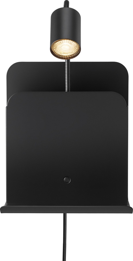 Nordlux - Foco de pared con estante y USB ROOMI 1xGU10/8W/230V negro