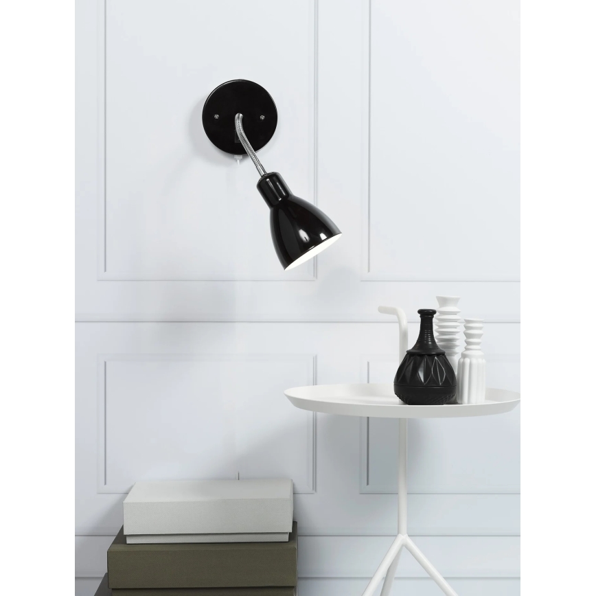 Nordlux - Foco flexible de pared CYCLONE 1xE14/15W/230V negro