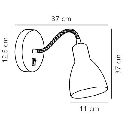 Nordlux - Foco flexible de pared CYCLONE 1xE14/15W/230V negro