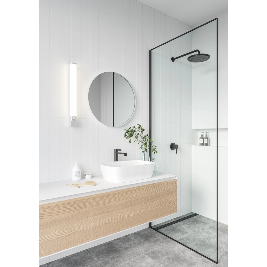 Nordlux - Iluminación LED para espejo de baño SJAVER con toma de corriente integrada, LED/15W/230V IP44, 60 cm, blanco