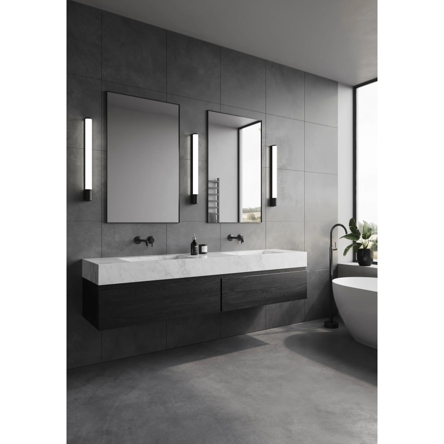 Nordlux - Iluminación LED para espejo de baño con toma de corriente integrada MALAIKA LED/15W/230V IP44 68,4 cm negro