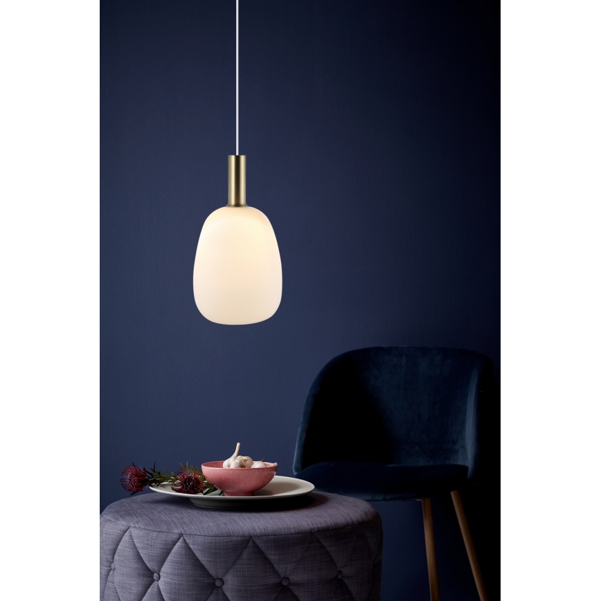 Nordlux - Lámpara colgante ALTON 1xE27/60W/230V blanco/negro/latón