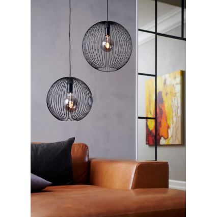 Nordlux - Lámpara colgante BERONI con cable 1xE27/60W/230V negra Ø 35 cm