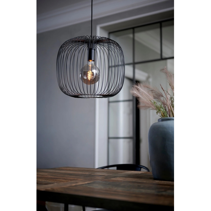 Nordlux - Lámpara colgante BERONI con cable 1xE27/60W/230V, negra, Ø 40 cm