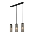 Nordlux - Lámpara colgante con cable MIELLA 3xE27/25W/230V negro/ahumado