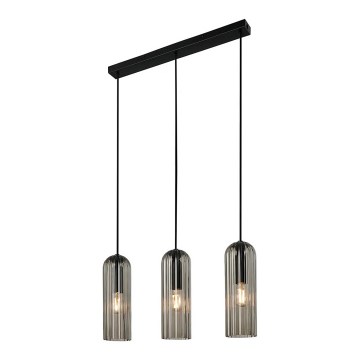 Nordlux - Lámpara colgante con cable MIELLA 3xE27/25W/230V negro/ahumado