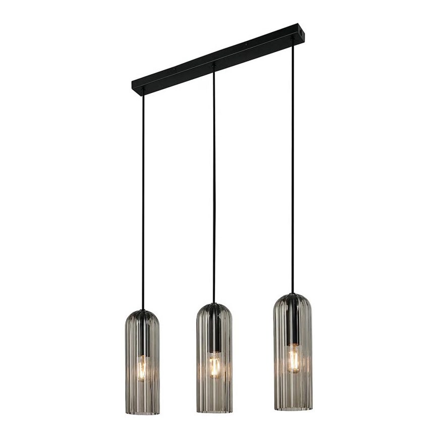 Nordlux - Lámpara colgante con cable MIELLA 3xE27/25W/230V negro/ahumado