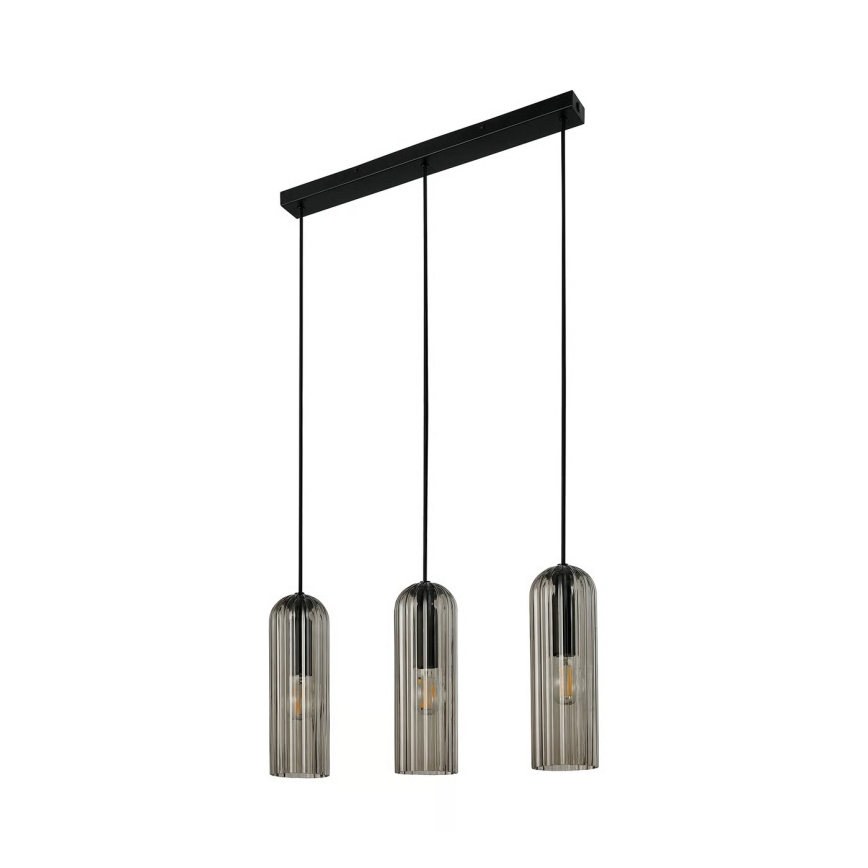 Nordlux - Lámpara colgante con cable MIELLA 3xE27/25W/230V negro/ahumado