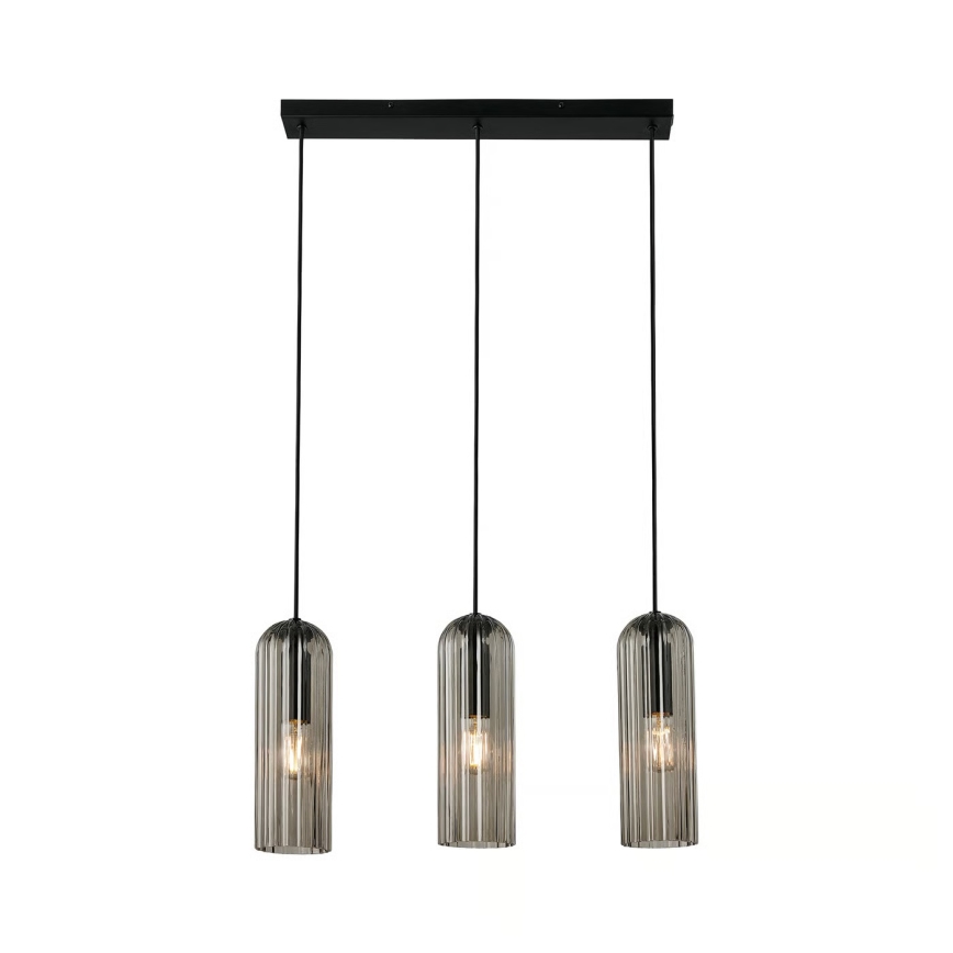 Nordlux - Lámpara colgante con cable MIELLA 3xE27/25W/230V negro/ahumado