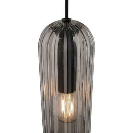 Nordlux - Lámpara colgante con cable MIELLA 3xE27/25W/230V negro/ahumado