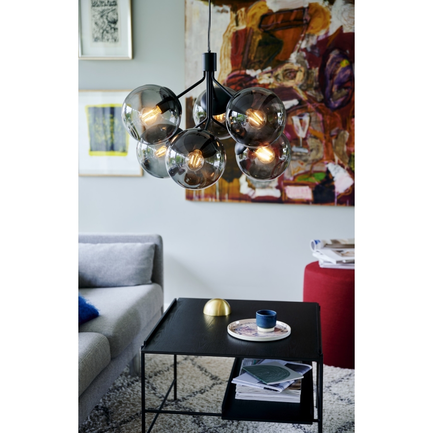 Nordlux - Lámpara colgante IVONA 6xE27/28W/230V negro