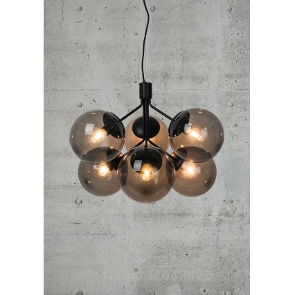 Nordlux - Lámpara colgante IVONA 6xE27/28W/230V negro