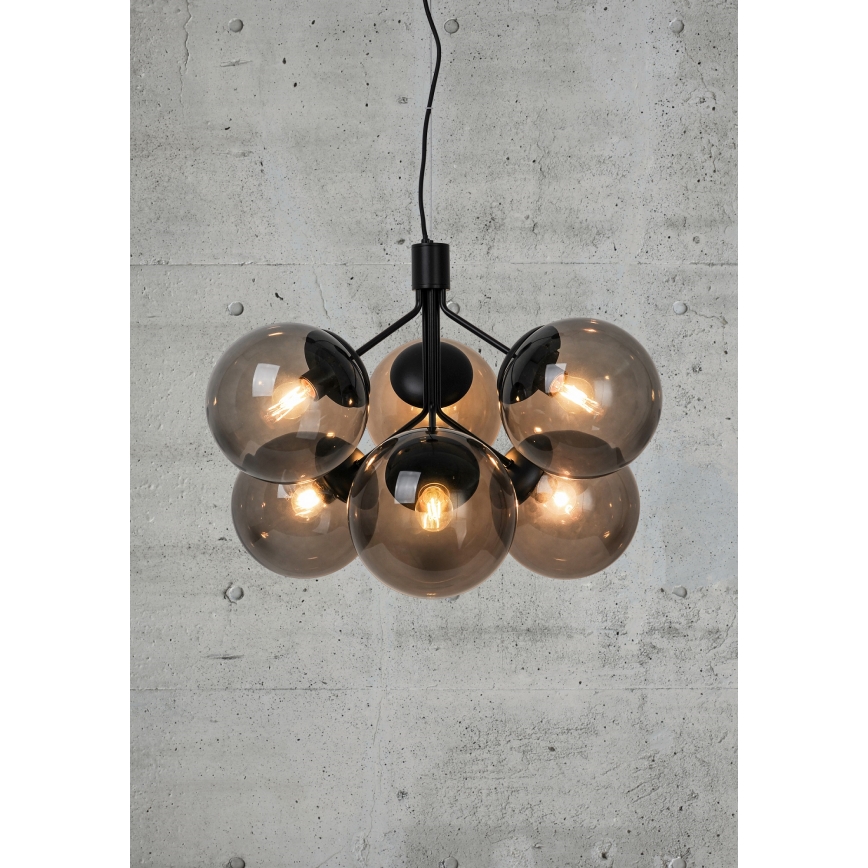 Nordlux - Lámpara colgante IVONA 6xE27/28W/230V negro