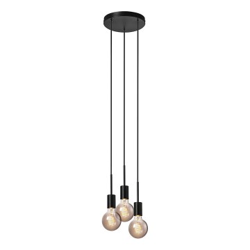 Nordlux - Lámpara colgante PACO con cable 3xE27/25W/230V negra