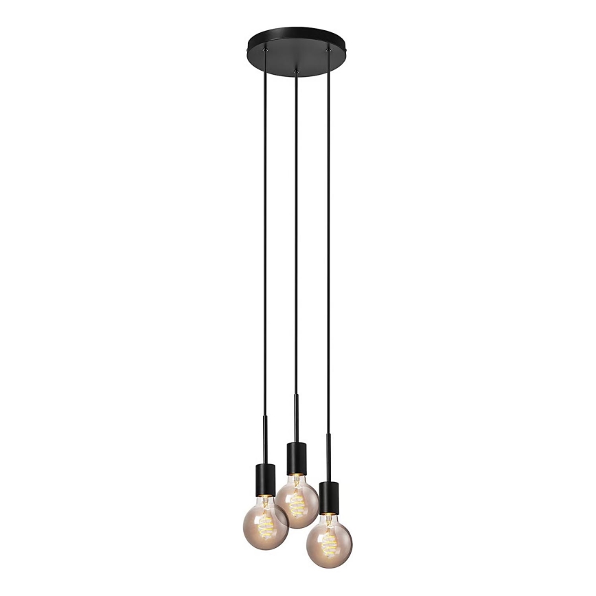 Nordlux - Lámpara colgante PACO con cable 3xE27/25W/230V negra