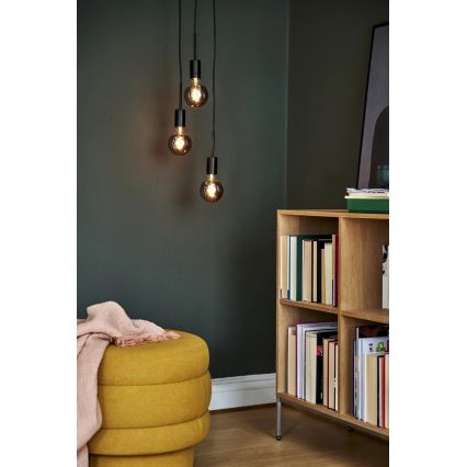 Nordlux - Lámpara colgante PACO con cable 3xE27/25W/230V negra
