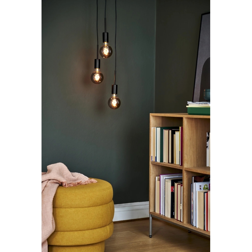 Nordlux - Lámpara colgante PACO con cable 3xE27/25W/230V negra