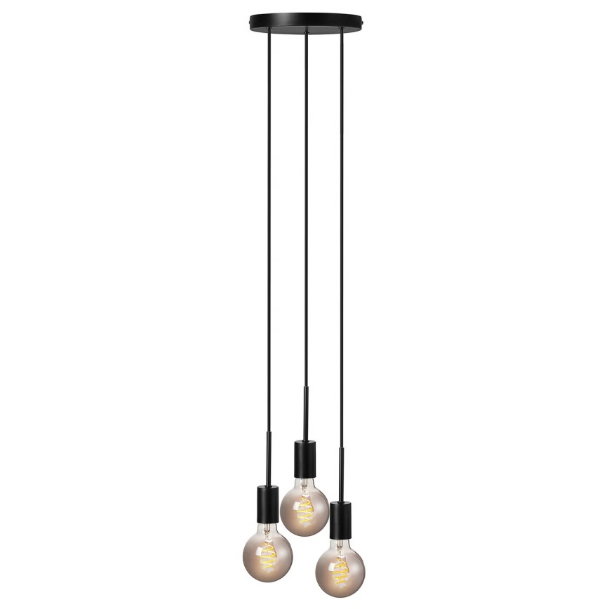 Nordlux - Lámpara colgante PACO con cable 3xE27/25W/230V negra