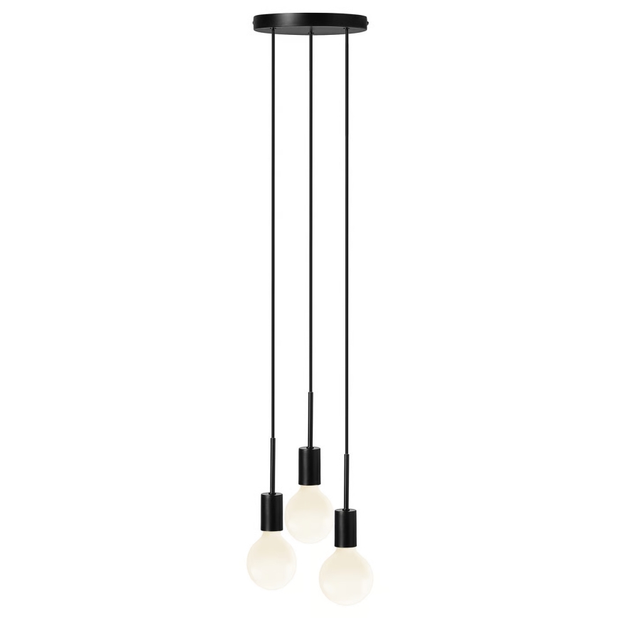Nordlux - Lámpara colgante PACO con cable 3xE27/25W/230V negra