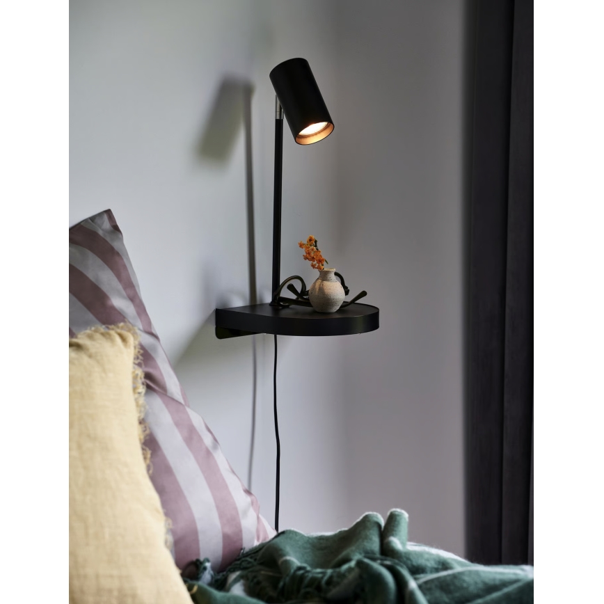 Nordlux - Lámpara de pared con repisa CODY 1xGU10/15W/230V negra