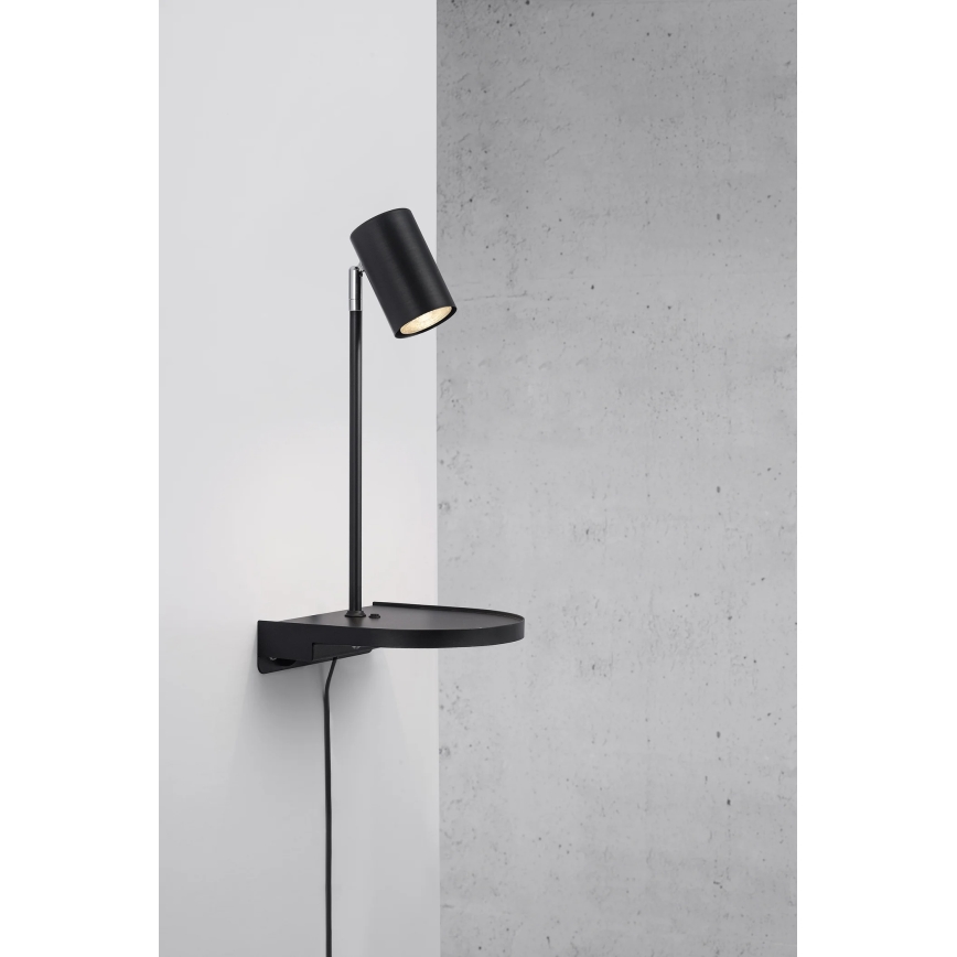 Nordlux - Lámpara de pared con repisa CODY 1xGU10/15W/230V negra