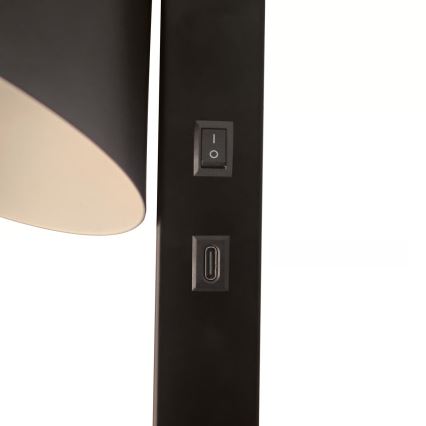 Nordlux - Lámpara de pared con USB WILMER 1xE14/40W/230V negra