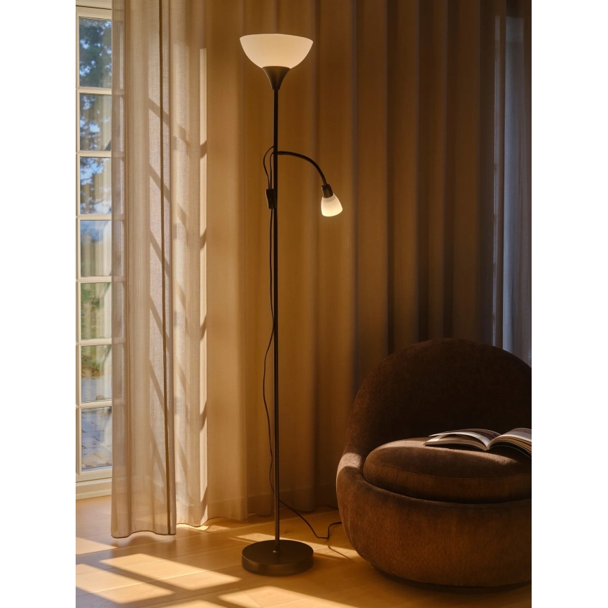 Nordlux - Lámpara de pie LAURIA 1xE27/40W/230V + 1xE14/15W negro
