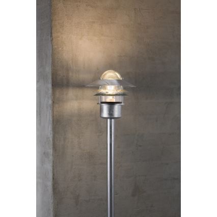 Nordlux - Lámpara exterior BLOKHUS 1x E27/60W/230V IP54 plateada, 92 cm