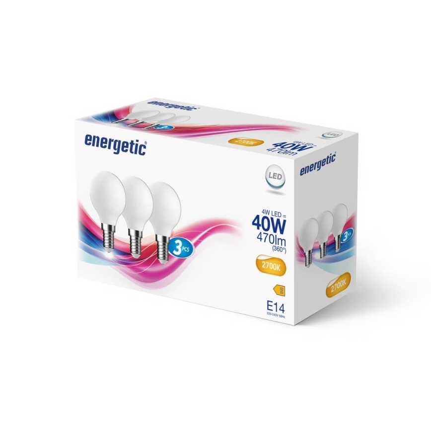 Nordlux - Pack de 3 bombillas LED G45 E14/4W/230V 2700K
