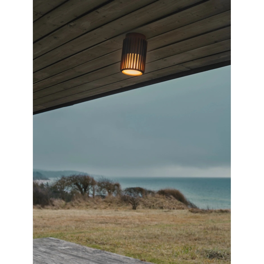 Nordlux - Plafón de exterior ALUDRA 1xE27/15W/230V diá. 12,4 cm marrón