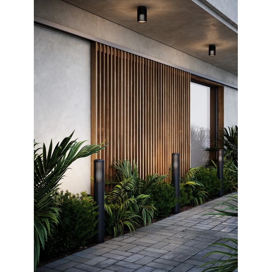 Nordlux - Plafón de exterior ALUDRA 1xE27/15W/230V diá. 12,4 cm negro