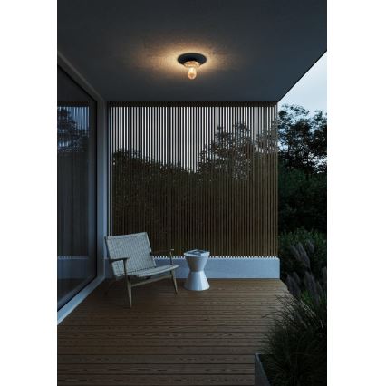 Nordlux - Plafón de exterior JANUKA 1xE27/60W/230V IP54 negro