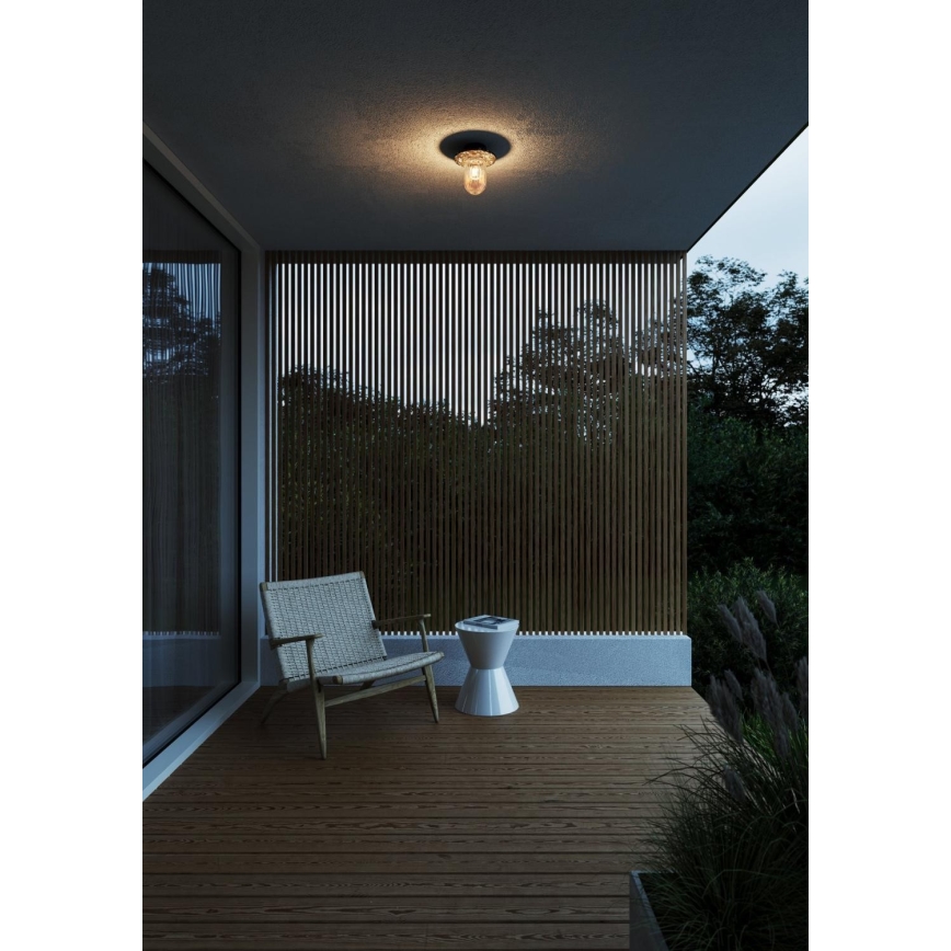 Nordlux - Plafón de exterior JANUKA 1xE27/60W/230V IP54 negro