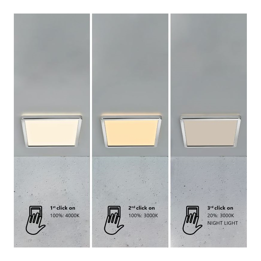 Nordlux - Lámpara de techo LED regulable para baño OJA LED/14,5W/230V 3000/4000K IP54 30x30 cm