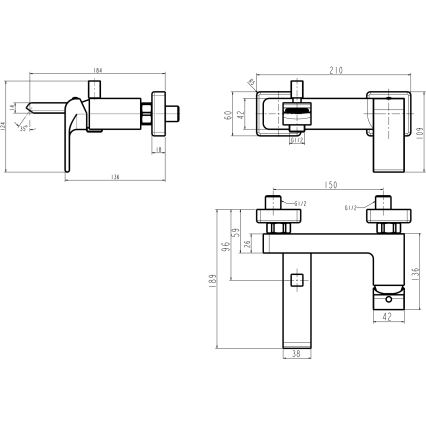 Novaservis - Grifo de bañera NOBLESS SHARP en cromo brillante